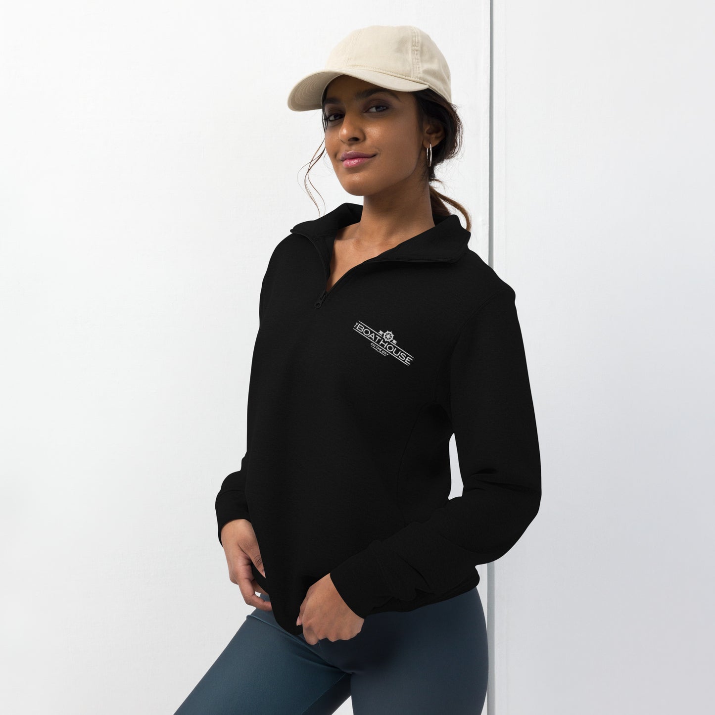 Boathouse on the Bay - Unisex Quarter Zip fleece pullover