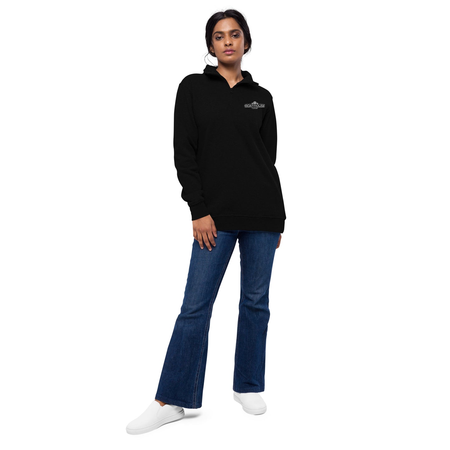 Boathouse on the Bay - Unisex Quarter Zip fleece pullover