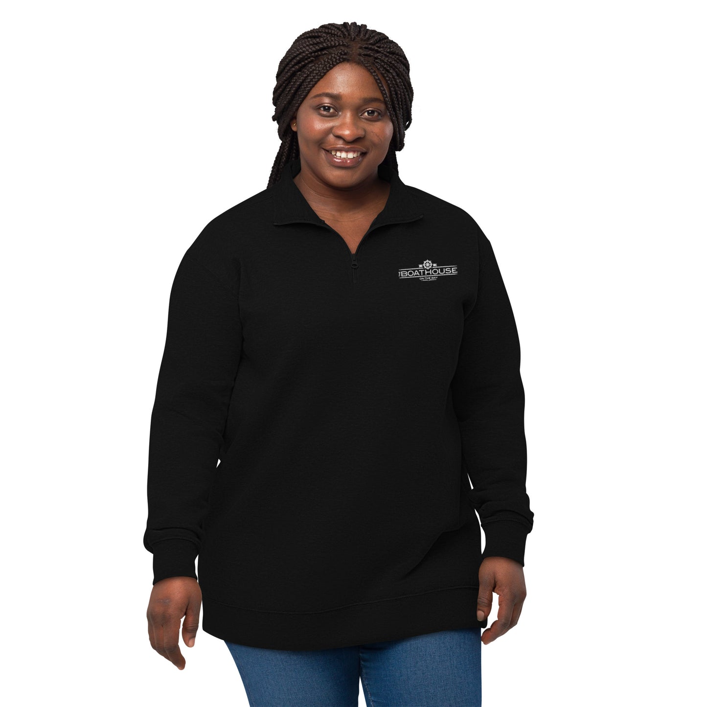 Boathouse on the Bay - Unisex Quarter Zip fleece pullover