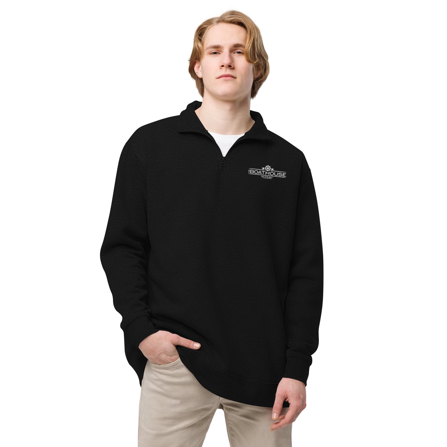 Boathouse on the Bay - Unisex Quarter Zip fleece pullover