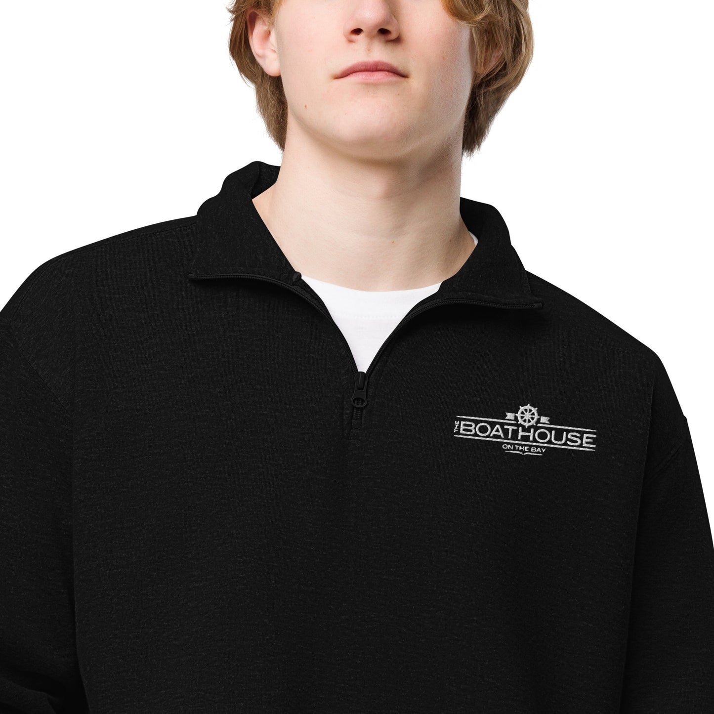 Boathouse on the Bay - Unisex Quarter Zip fleece pullover